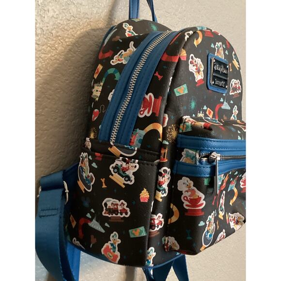 NWT Disney Parks Mickey n Friends Play Park Attractions Loungefly Backpack - Picture 3 of 5